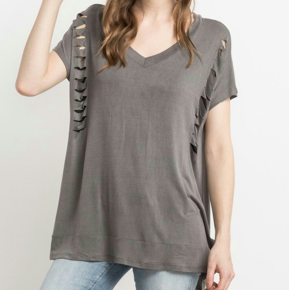 Grey Ripped Tee